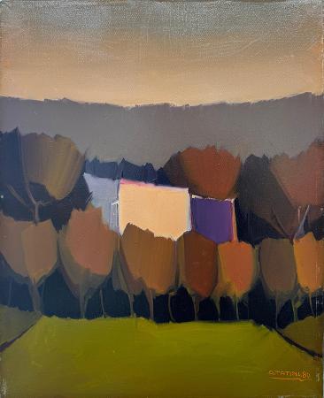 Art work by Alviero Tatini Paesaggio con case  - oil canvas 